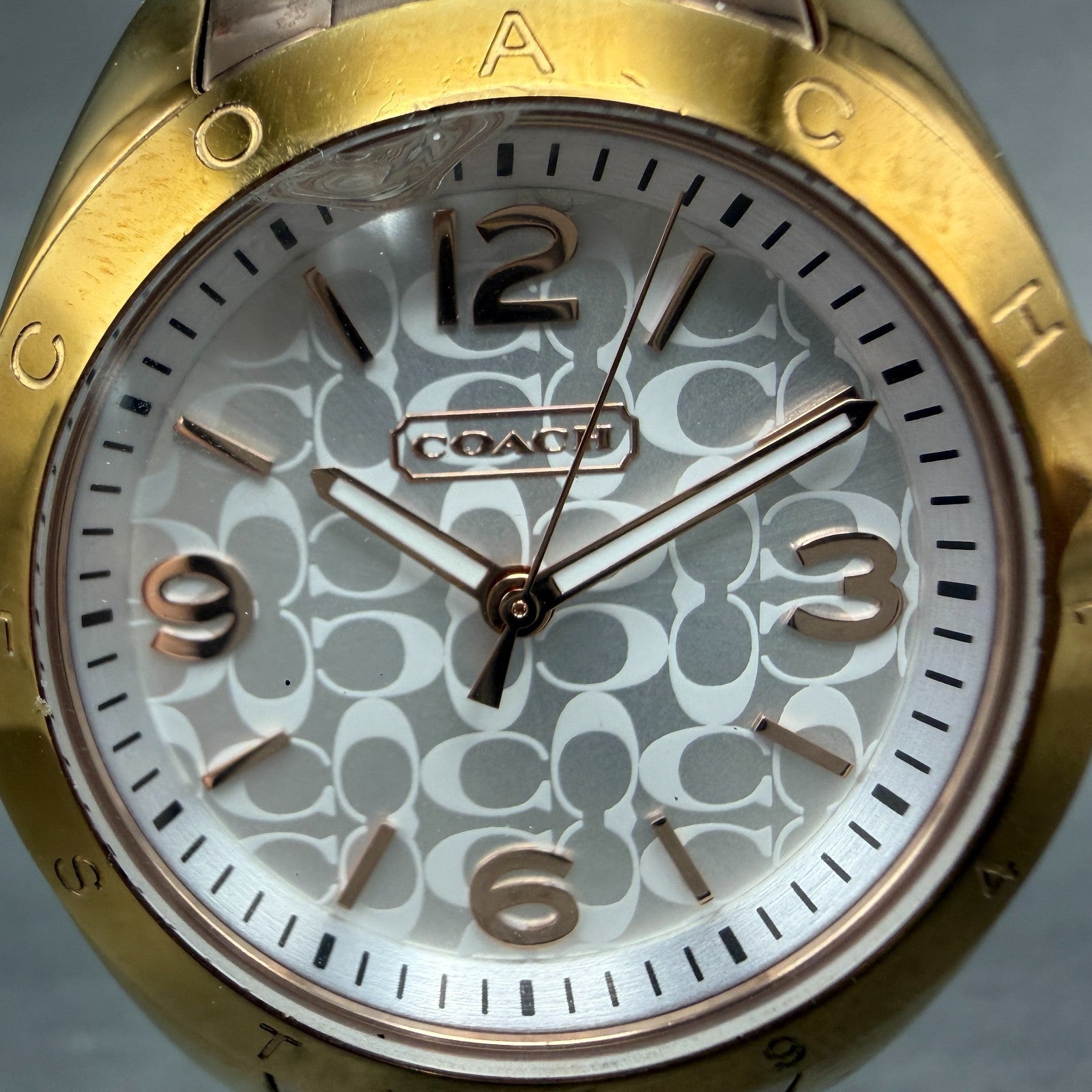 Coach Tristen Watch Women 33mm Silver Dial Rose Gold Tone Round New battery1