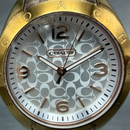 Coach Tristen Watch Women 33mm Silver Dial Rose Gold Tone Round New battery1