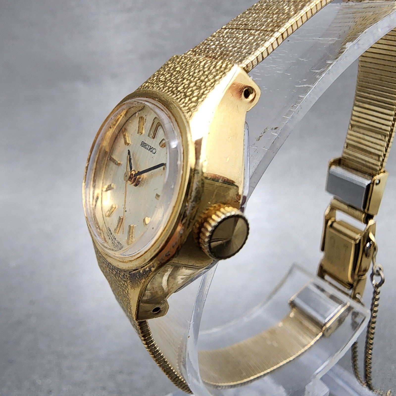 Seiko Watch Women 22mm Champagne Dial Gold Tone Oval Manual 11047140 Runs2