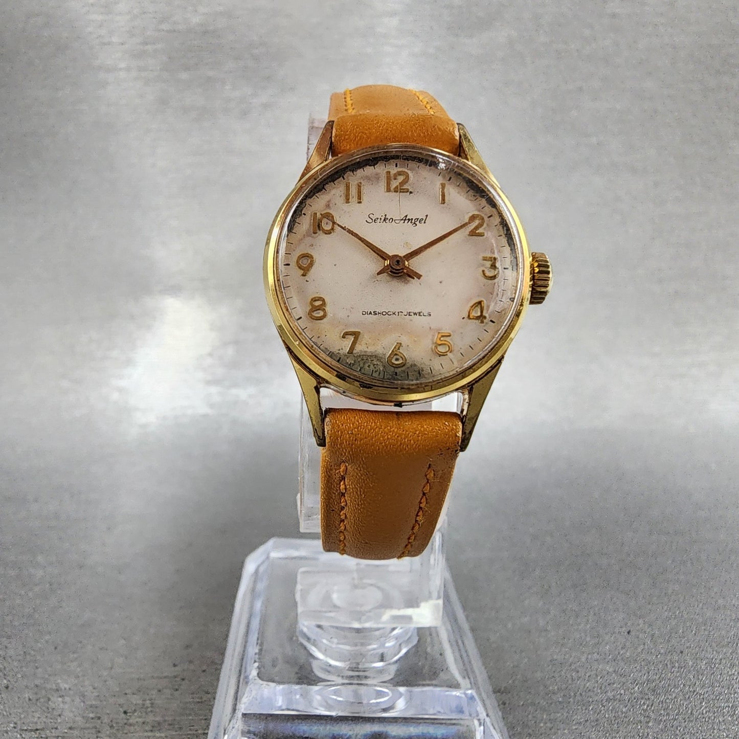 Seiko Angel Watch Women 23mm White Dial Gold Plated Manual Wind 10040030 Runs5