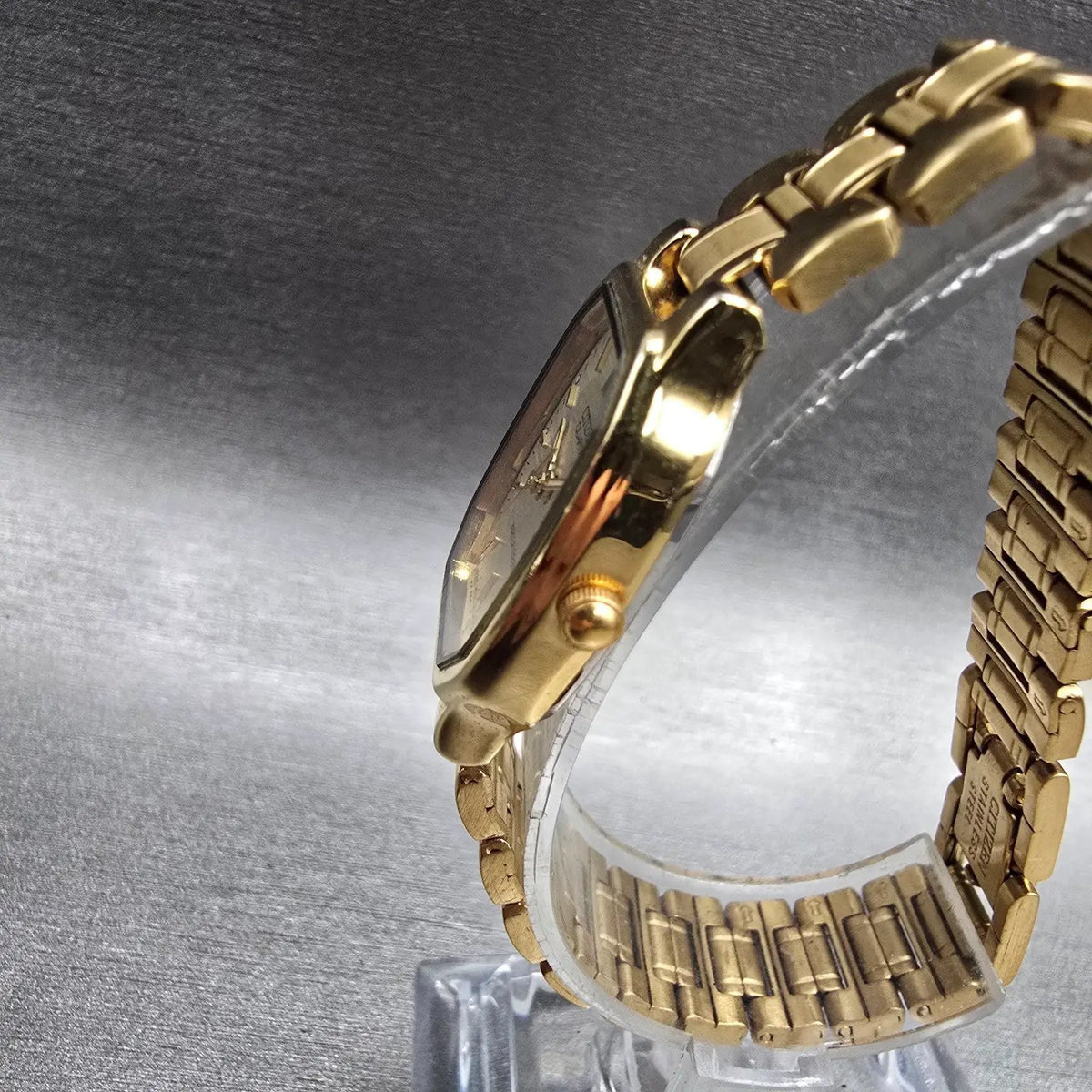 Citizen Watch Women 20mm Champagne Dial Gold Tone Rectangle 1032-B00829 New Batt2