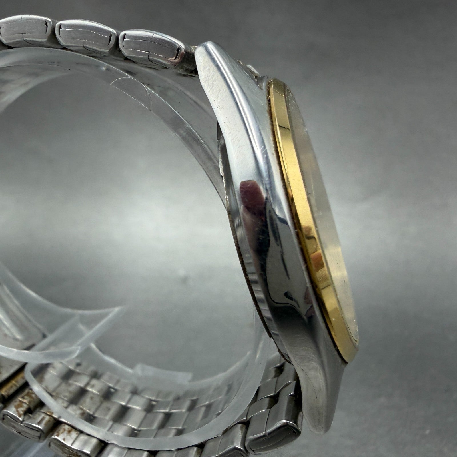 Seiko Watch Men 37mm Silver Dial Two Tone Daydate Round 7N43-9048 New Battery IK3