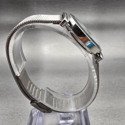 Skagen Watch Women 25mm Silver Dial Silver Tone Round 107SGSC New Battery Mesh L8