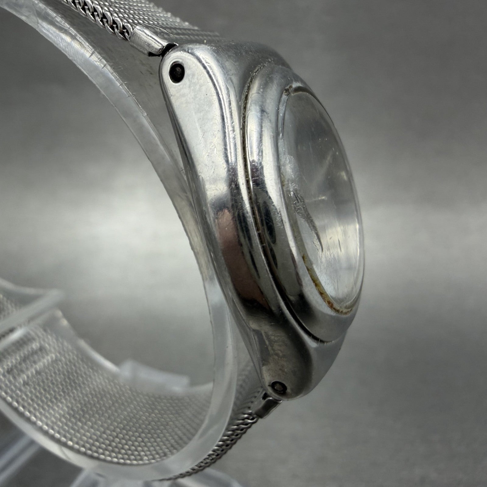 Swatch Irony Libertine Watch Women 24mm Silver Dial Steel Mesh Band New BatteryA3