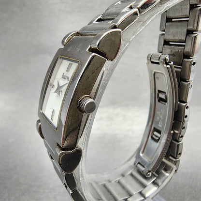 Bulova Tank Watch Women 18mm MOP Dial Silver Tone Rectangle 96L47 New Battery2
