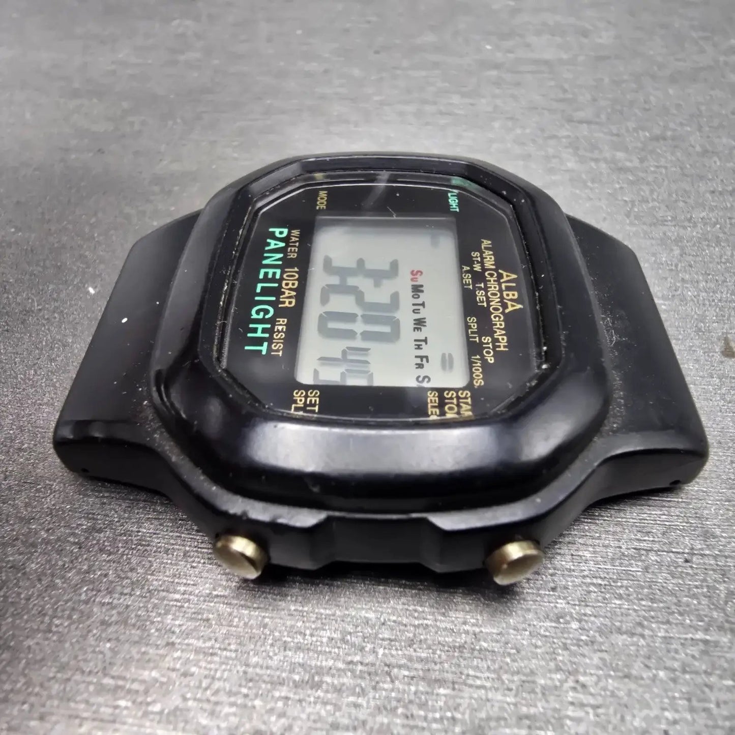 Seiko Alba Watch Men 40mm Black Digital Alarm Chronograph Y735-4A30 New Battery6