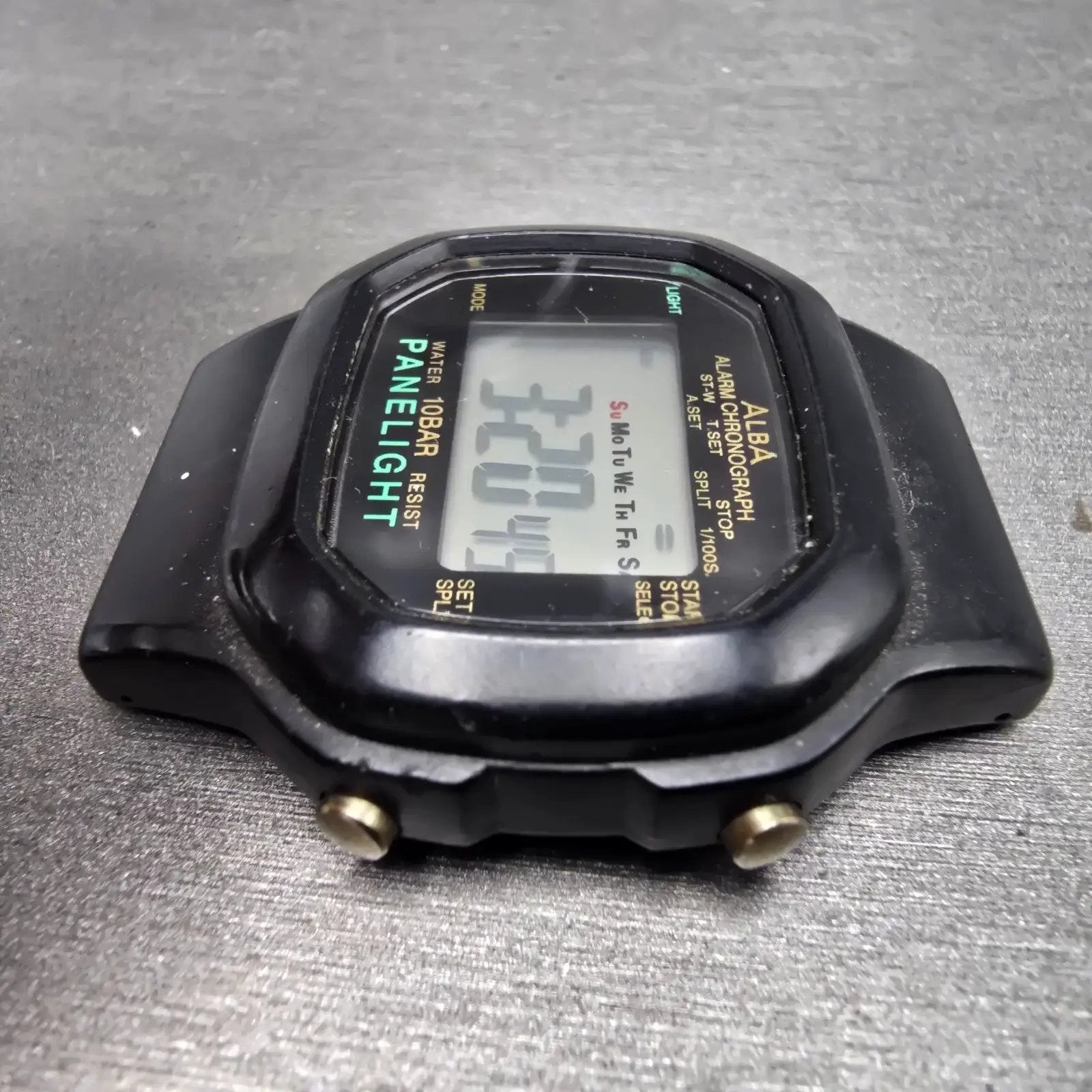 Seiko Alba Watch Men 40mm Black Digital Alarm Chronograph Y735-4A30 New Battery6