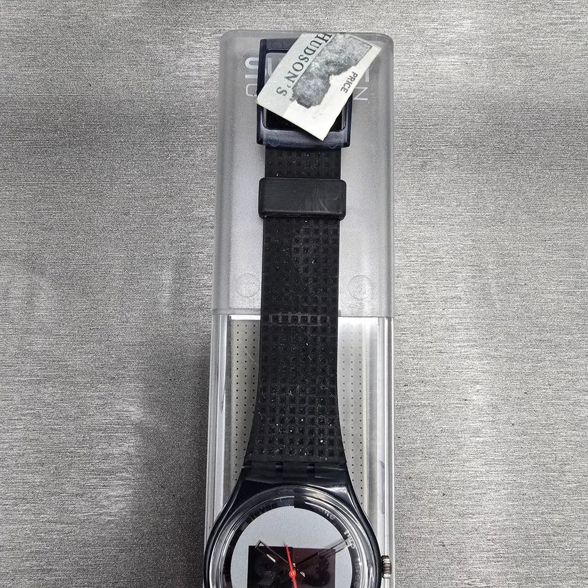 Swatch Nüni Watch Men 34mm Silver Dial Black Tone Round GM108 New Battery NOS2