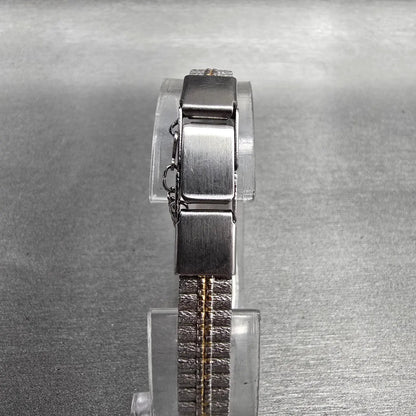 Seiko Watch Women 12mm White Dial Two Tone Rectangle 2E20-6319 New Battery Jp347