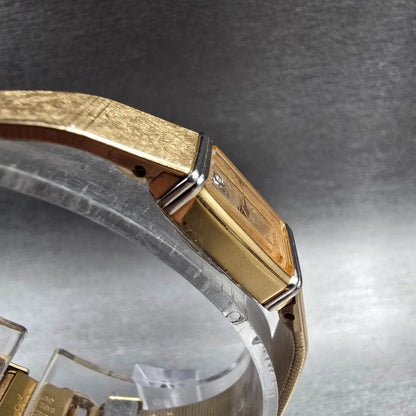 Seiko Tank Watch Women 12mm Gold Dial Gold Tone Rectangle 2E20-5409 New Battery3