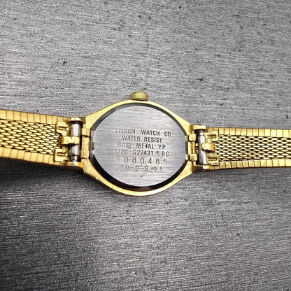 Citizen CQ Watch Women 19mm Black Dial Gold Tone Round 3220-S22431 New Battery10