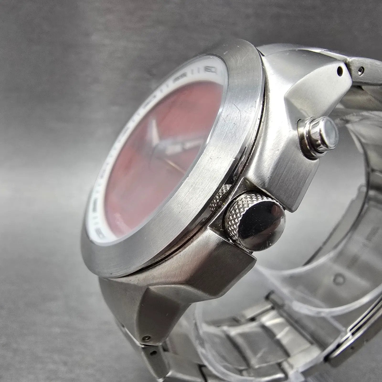 Fossil Big Tic Watch Men 44mm Red Dial Silver Tone Round BG-2151 New Battery2