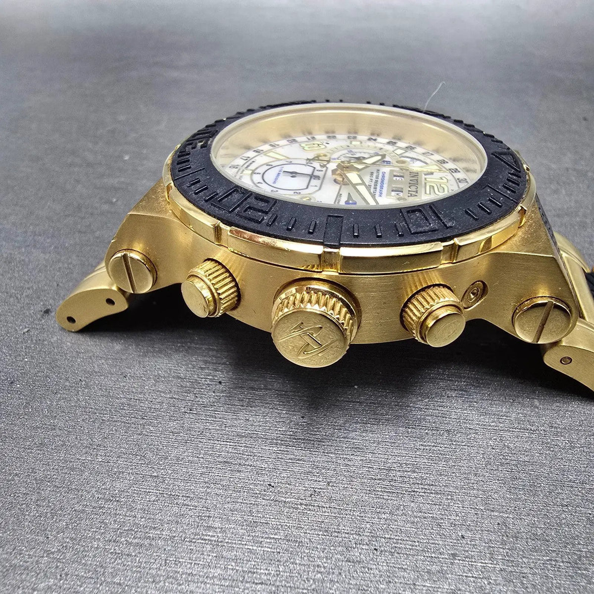 Invicta Reserve Ocean Reef Chronograph Watch Men 46mm MOP Dial Black Gold  READ!6