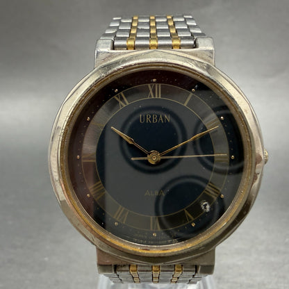 Seiko Alba Urban Watch Men 31mm Black Dial Two Tone Round V801-0910 New Battery0