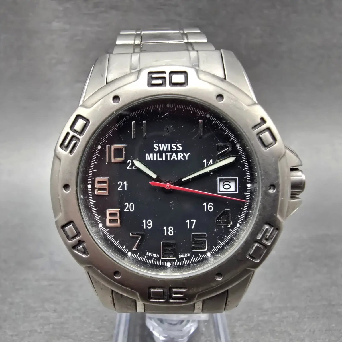 Wenger Swiss Military Dive Watch Men 42mm Black Dial Titanium 59036CU NewBattery0