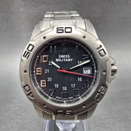 Wenger Swiss Military Dive Watch Men 42mm Black Dial Titanium 59036CU NewBattery0