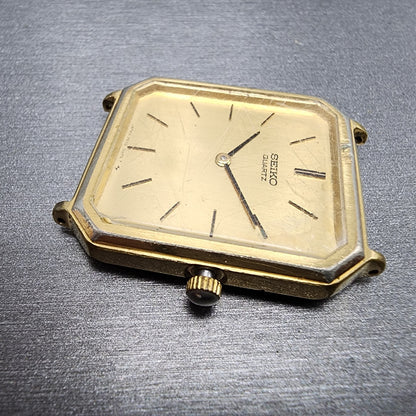 Seiko Tank Watch Men 29mm Gold Dial Gold Tone Octagon 2620-5270 PARTS VTG