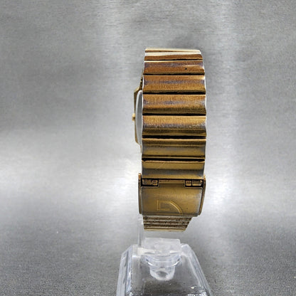 Gruen Tank Watch Women 27mm Gold Dial Gold Tone Rectangle New Battery7