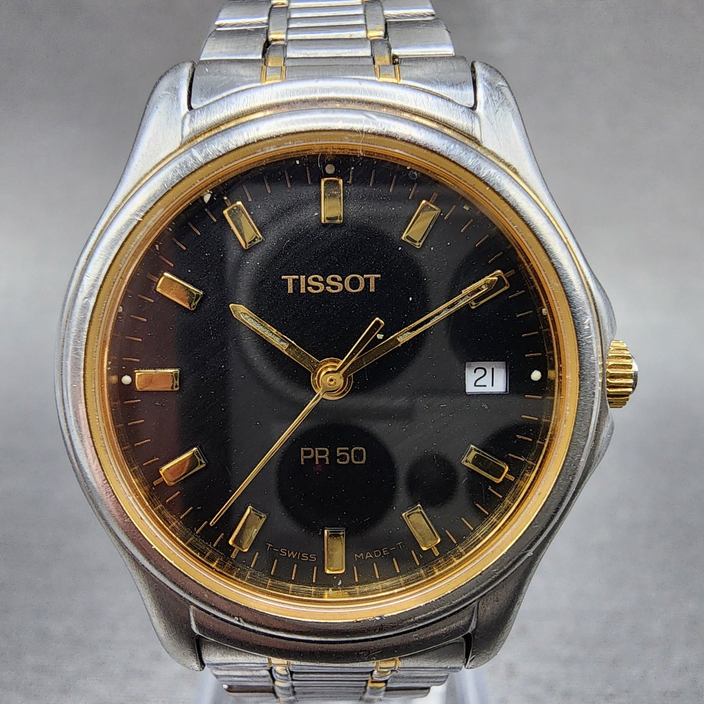Tissot PR50 Watch Women 28mm Black Dial Two Tone Date Round J136/236K PARTS2