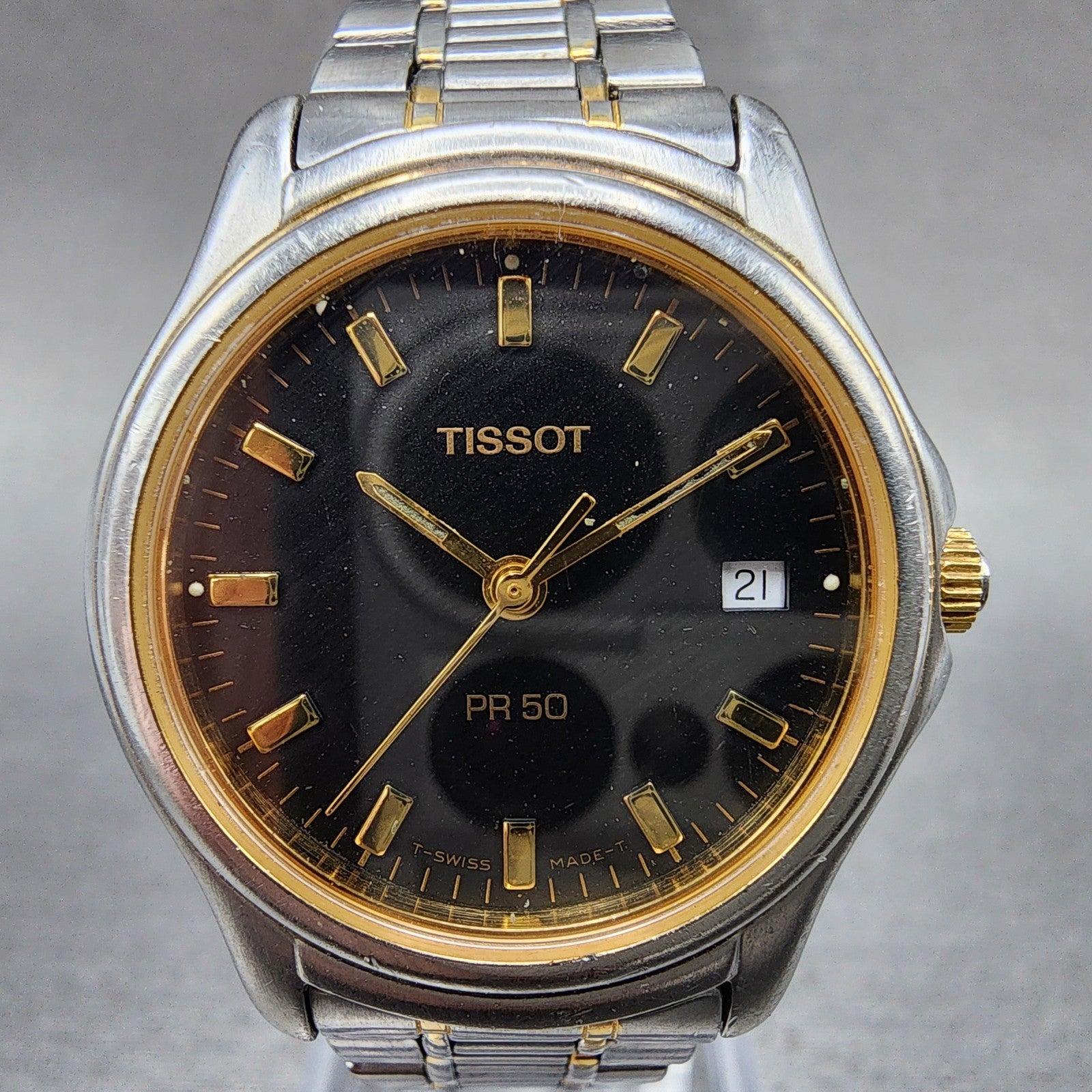 Tissot PR50 Watch Women 28mm Black Dial Two Tone Date Round J136/236K PARTS2