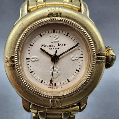 Michel Jordi 3000 Watch Women 26mm Cream Dial Gold Tone Round  New Battery1