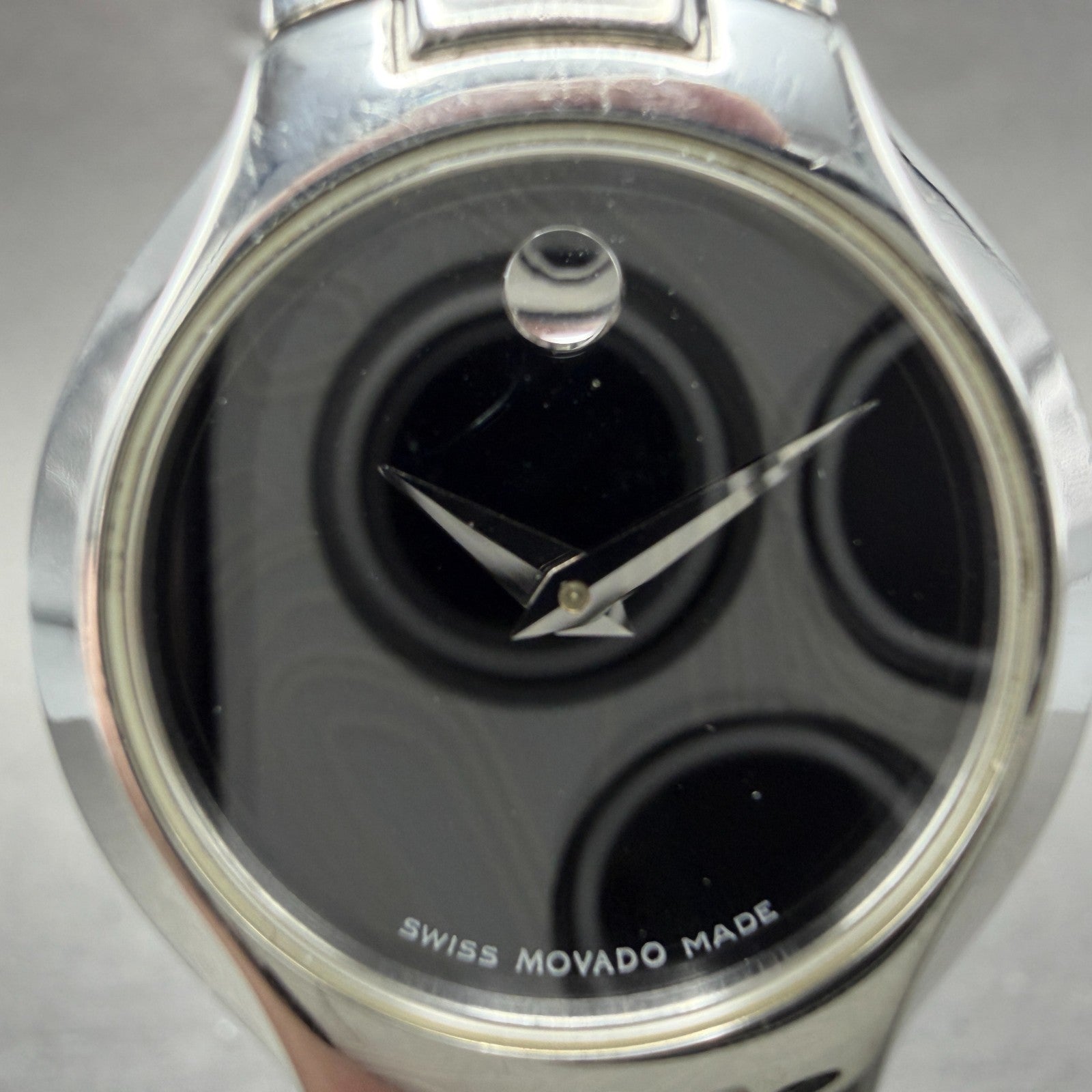 Movado Kara Watch Women 24mm Black Dial Steel Diamonds Bangle 84-A1-1846 NewBatt1