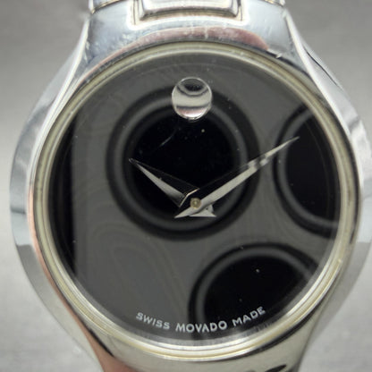 Movado Kara Watch Women 24mm Black Dial Steel Diamonds Bangle 84-A1-1846 NewBatt1