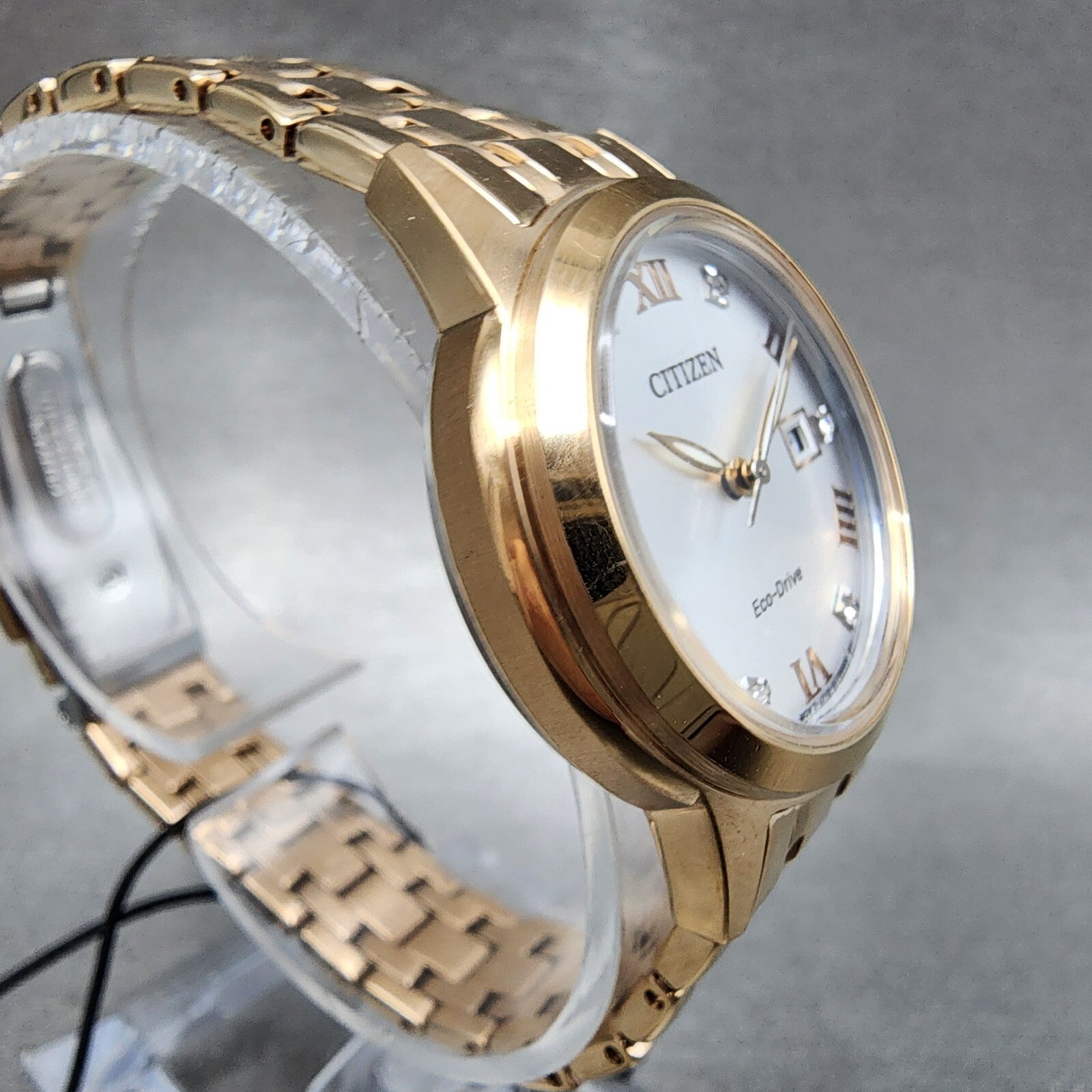 Citizen EcoDrive Watch Women 29mm Silver Dial Rose Gold Tone Date FE124359A3