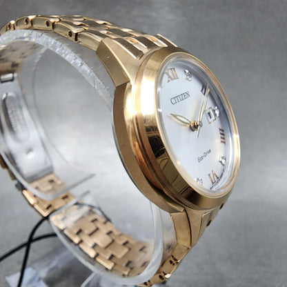 Citizen EcoDrive Watch Women 29mm Silver Dial Rose Gold Tone Date FE124359A3
