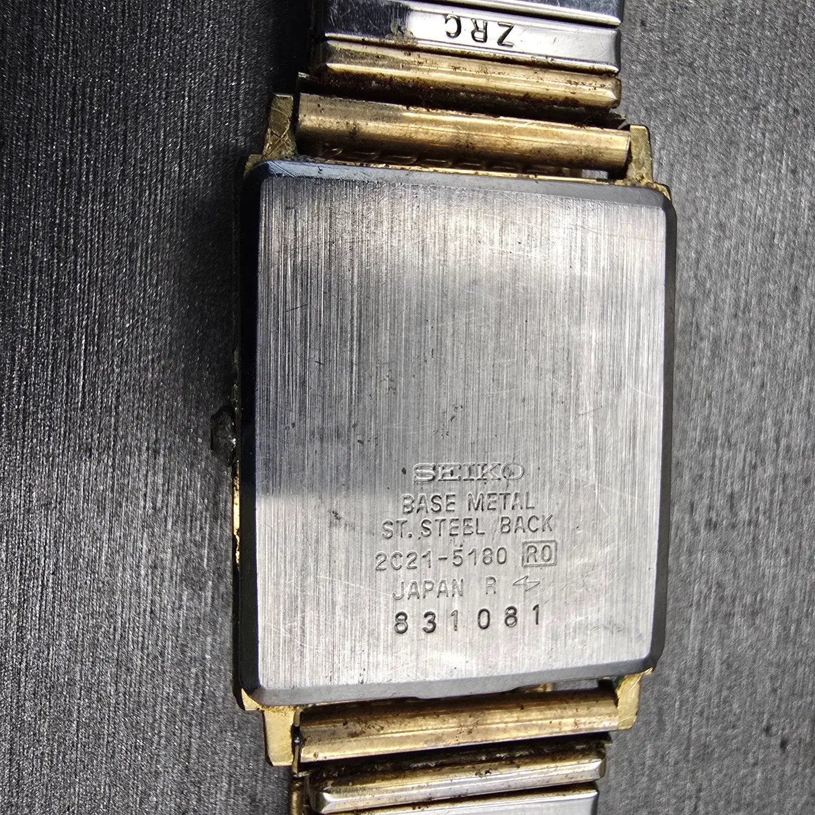 Seiko Watch Men 24mm Gold Dial Gold Tone Rectangle 2C21-5180 New Battery Vintage10