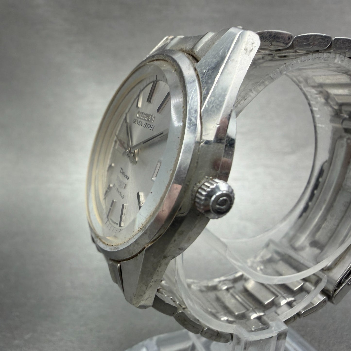 Citizen Seven Star Deluxe Watch Men 34mm Silver Dial Silver Tone Daydate Runs2