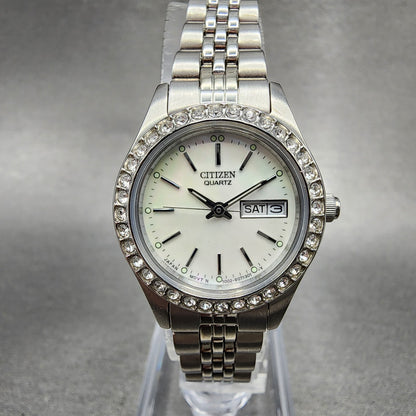 Citizen Watch Women 26mm MOP Dial Steel Daydate Crystal Bezel New Battery0