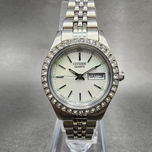 Citizen Watch Women 26mm MOP Dial Steel Daydate Crystal Bezel New Battery0