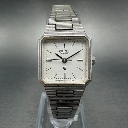 Citizen CQ Watch Women 17mm White Dial Silver Tone Rectangle 4-751922 New Batt0