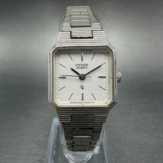 Citizen CQ Watch Women 17mm White Dial Silver Tone Rectangle 4-751922 New Batt0