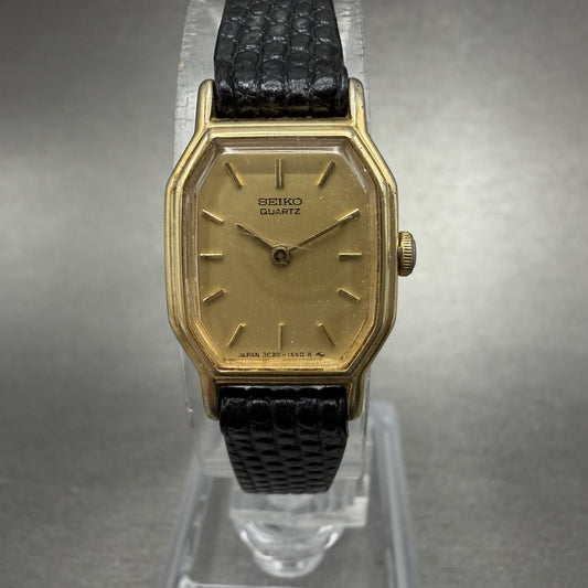 Seiko Watch Women 16mm Champagne Dial Gold Tone Octagon 2c20-5769 New Battery0