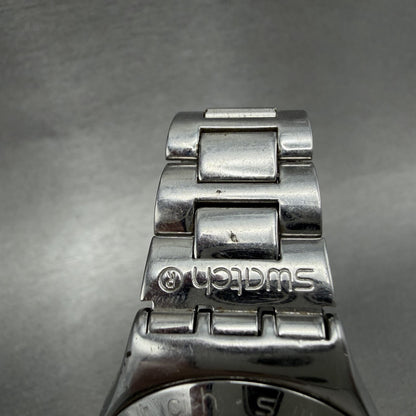 Swatch Irony Happy Joe Watch Women 33m Silver Dial Silver Tone Date Round Newbat4