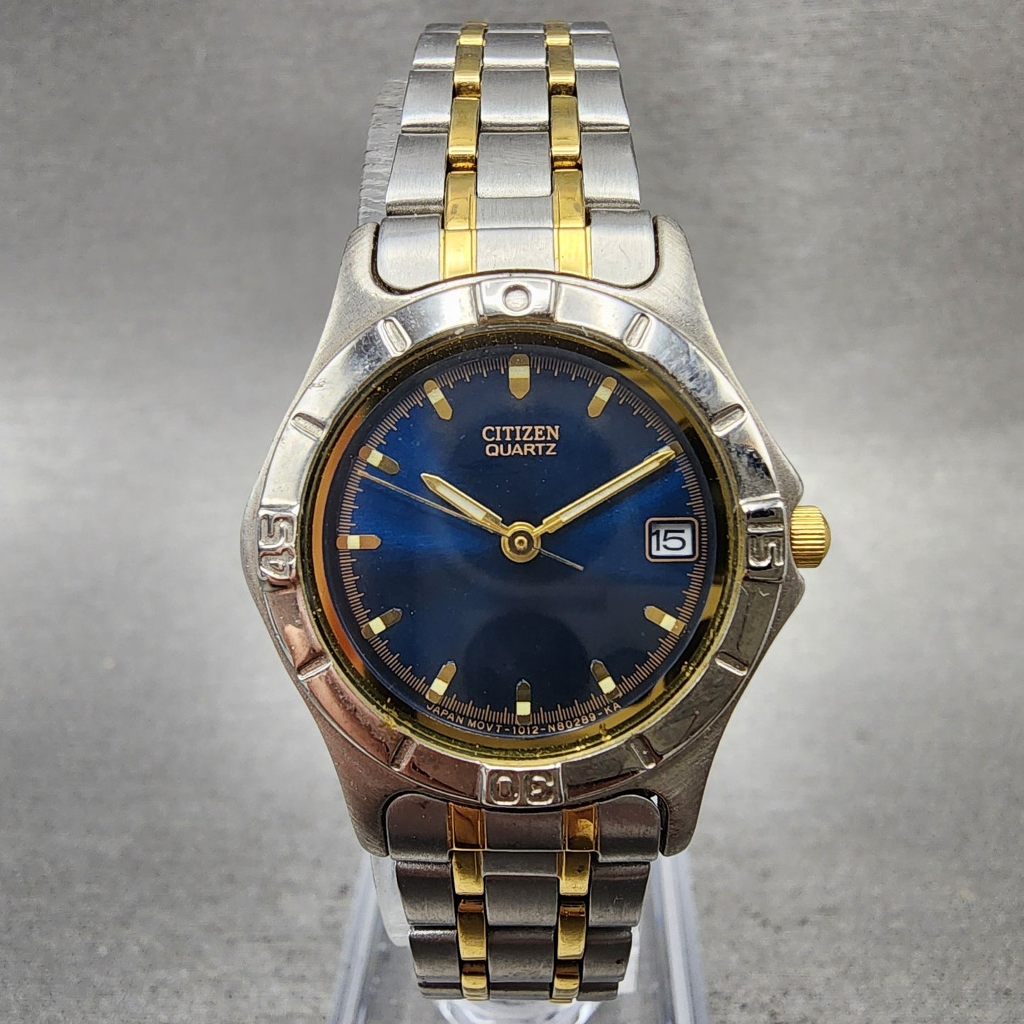 Citizen Watch Women 25mm Blue Dial Two Tone Date Round 1012S69802 New Battery0