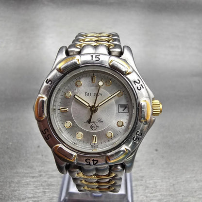 Bulova Marine Star Watch Women 27mm Silver Dial Two Tone Date 98M39 New Battery0