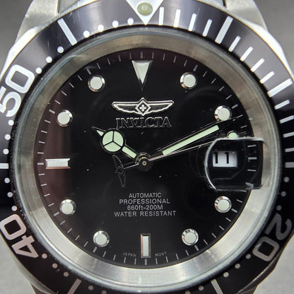Invicta Pro Diver Automatic Watch Men 40mm Black Dial Silver Tone Date PARTS2