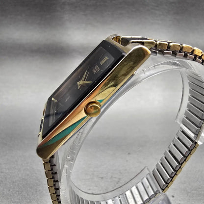 Citizen CQ Watch Men 25mm Black Dial Gold Tone Rectangle 6020-G08334 New Batt2