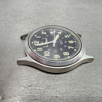 LL Bean Field Watch Men 34mm Gray Dial Gold Tone Date Round READ!!!!! PARTS VTG3