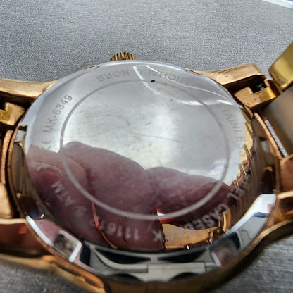 Michael Kors Ritz Watch Women 37mm Rose Dial Rose Gold Tone Date New Battery9