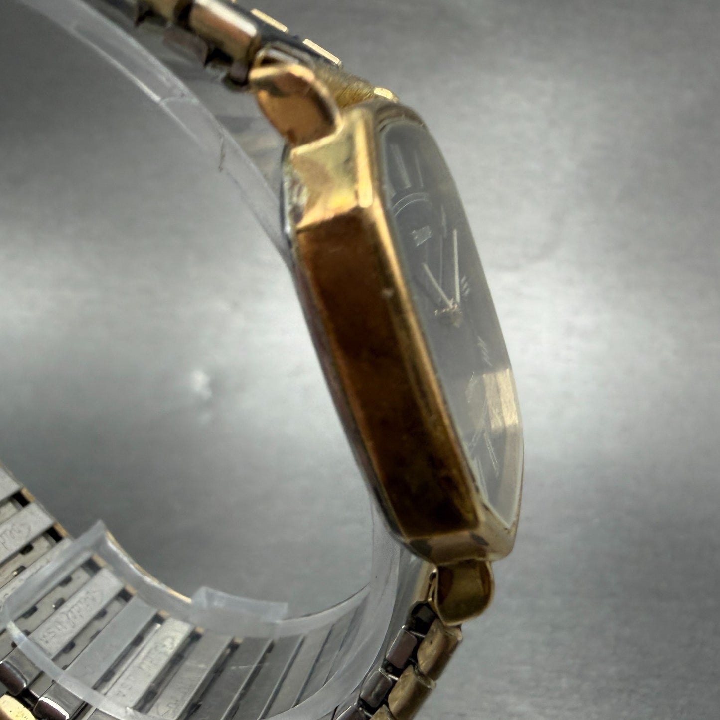 Bulova Watch Men 30mm Black Dial Gold Tone Octagon Swiss P0 New battery3