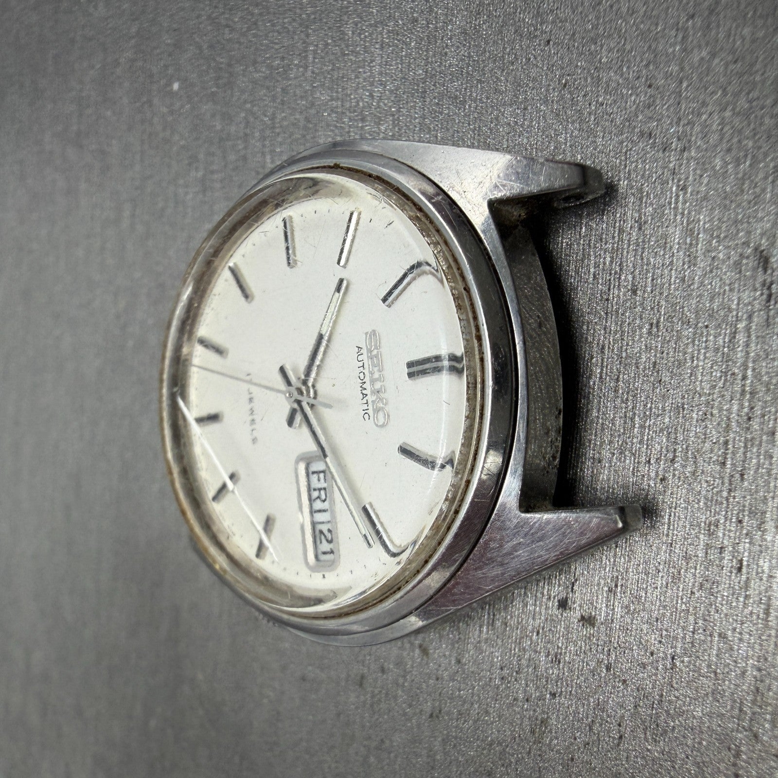 Seiko Automatic Watch Men 36mm Silver Dial Silver Tone Daydate 6309-7159 PARTS6