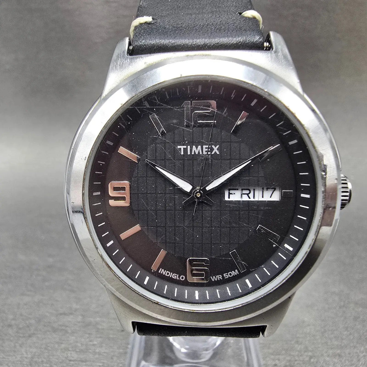 Timex  Elevated Classic Watch Men 40mm Black Dial Steel Daydate T2E561 New Batt0
