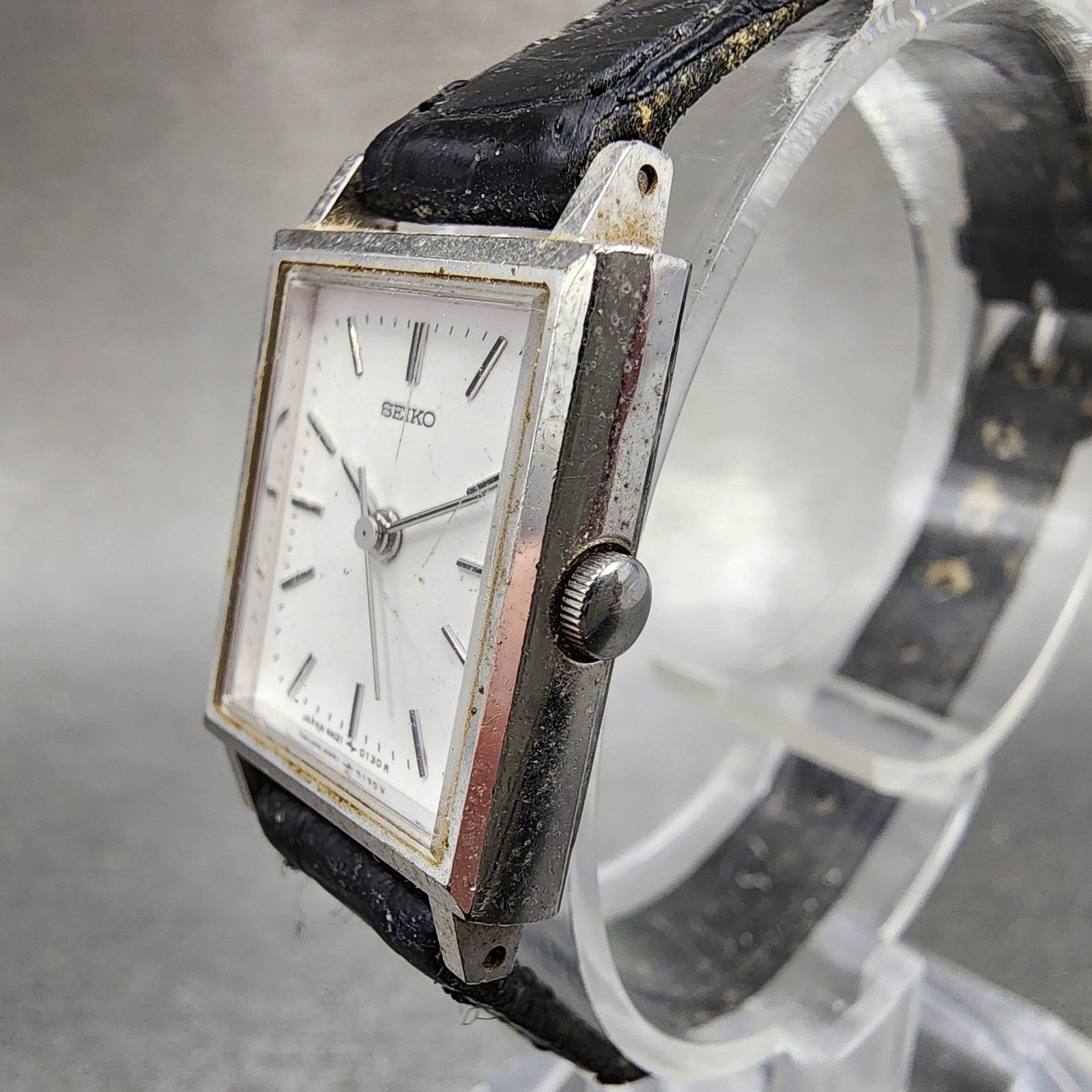 Seiko Tank Watch Women 18mm White Dial Silver Tone 4n215010 New Battery2