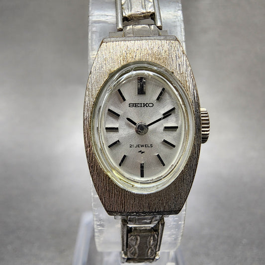 Seiko Watch Women 15mm Silver Dial Silver Tone Manual Rectangle 117490 Runs0