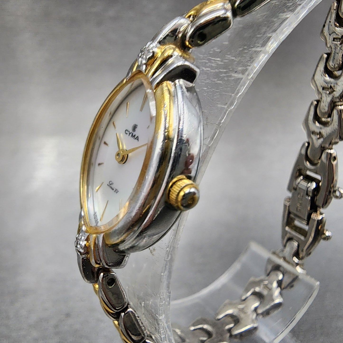 Cyma Louis XV Watch Women 18mm MOP Dial Two Tone Oval 814 New Battery2