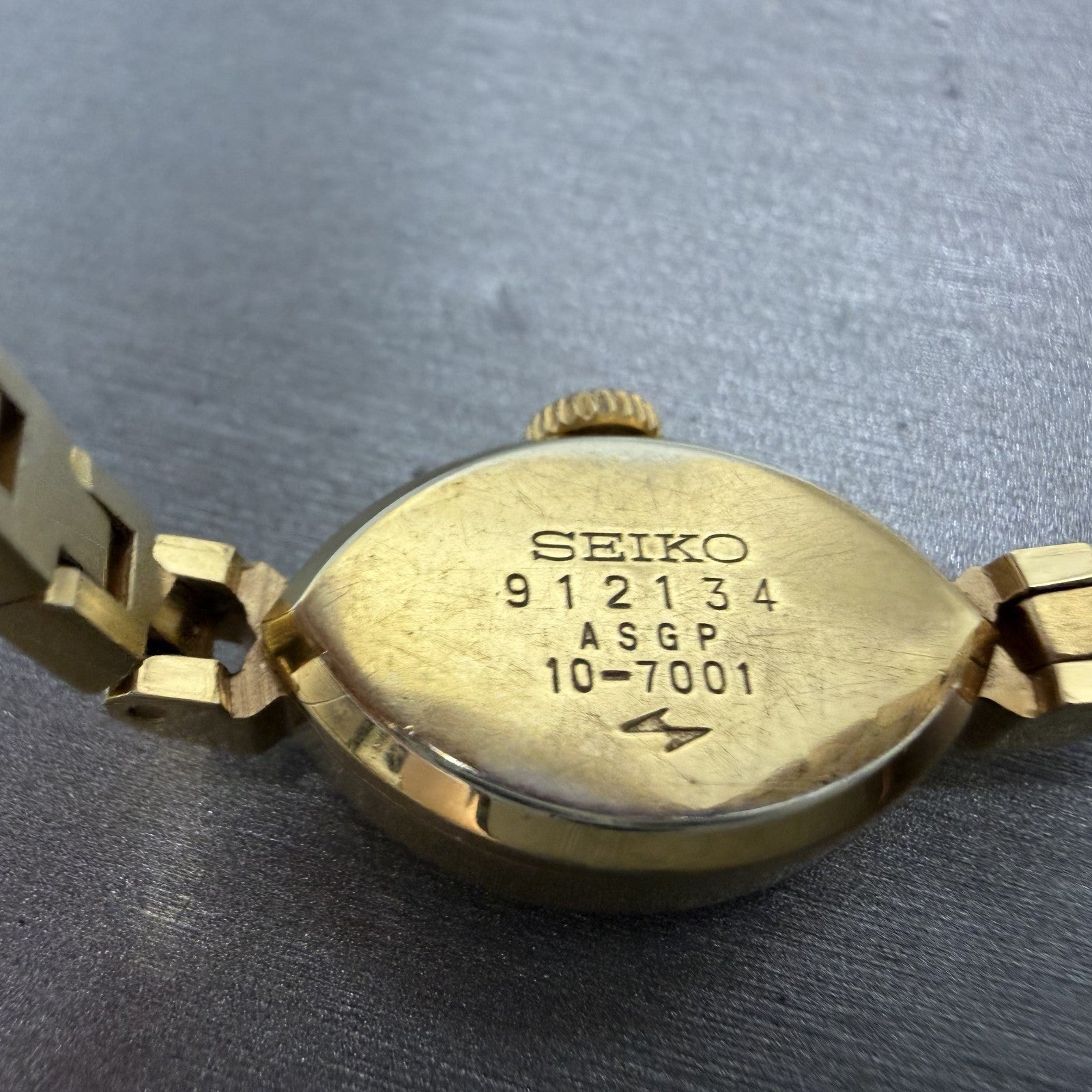 Seiko Solar Watch Women 15mm Silver Dial Gold Tone Manual Wind 107001 Runs VTG8